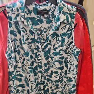 Banana Republic Green and White Short Sleeve Womens Top